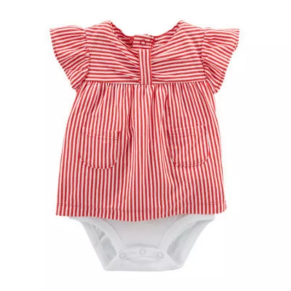 Carter's Striped Sunsuit Bodysuit Ruffled Pockets